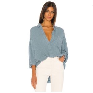 Free People “Hidden Valley Button Down” in Blue